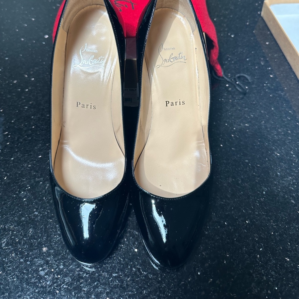 Christian Louboutin black patent leather platform